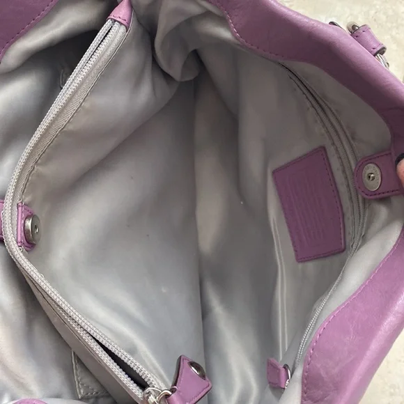 Coach Purple Leather Satchel with Removable Shoulder Strap - Picture 4 of 7